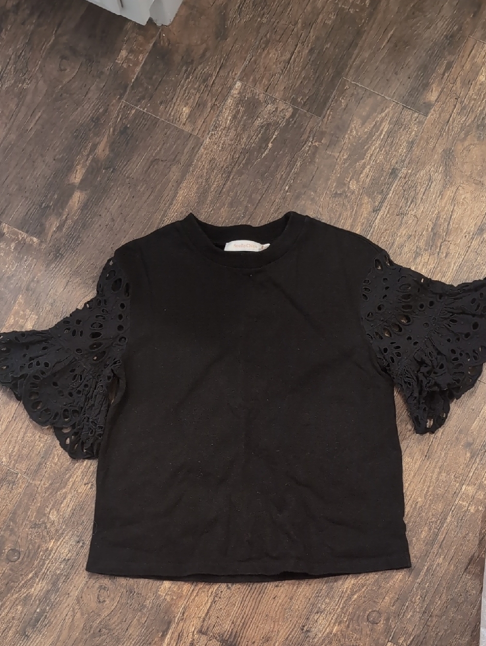 See by Chloe eyelet sleeve tee
